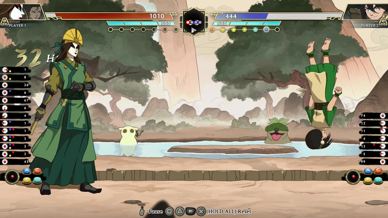 Avatar Kyoshi towers in stance on the arena stage