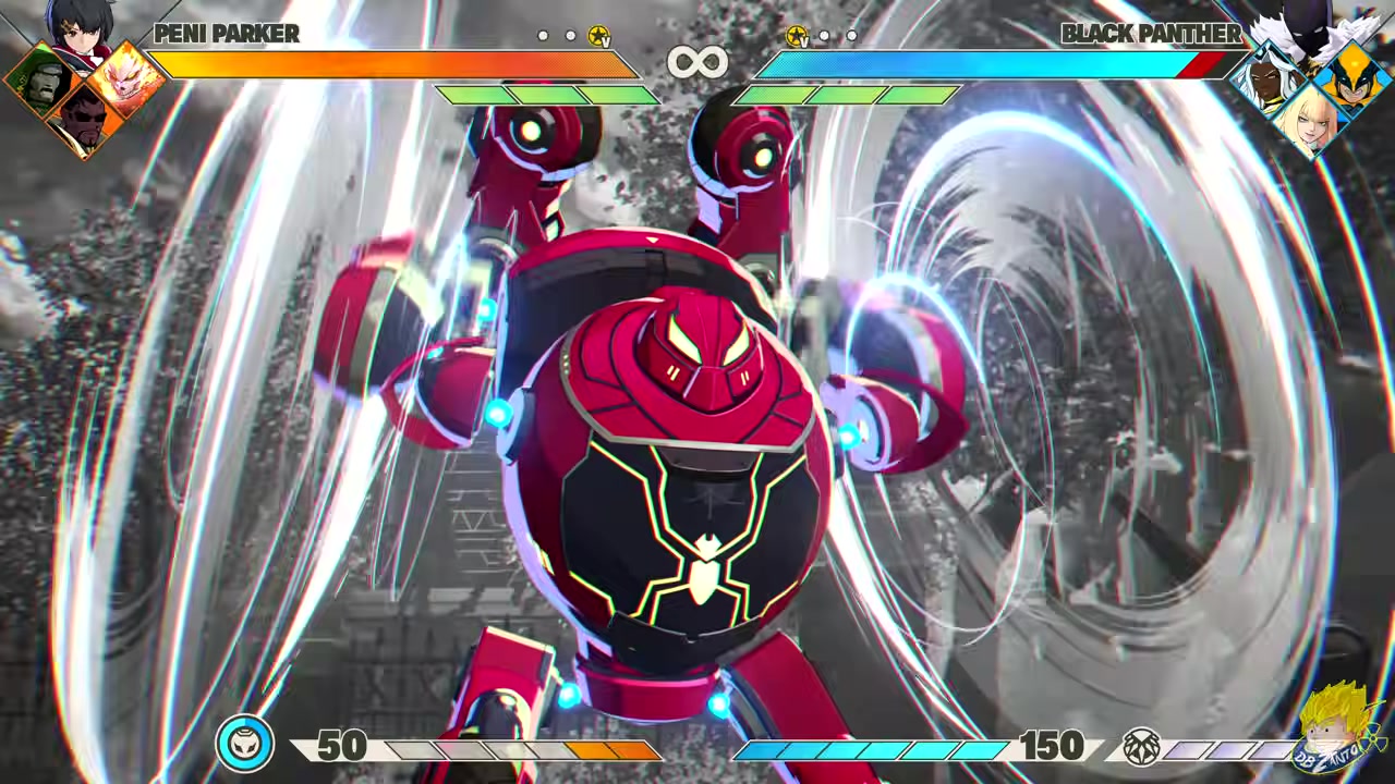 Spider-Man unleashes a chaotic team super attack on-screen