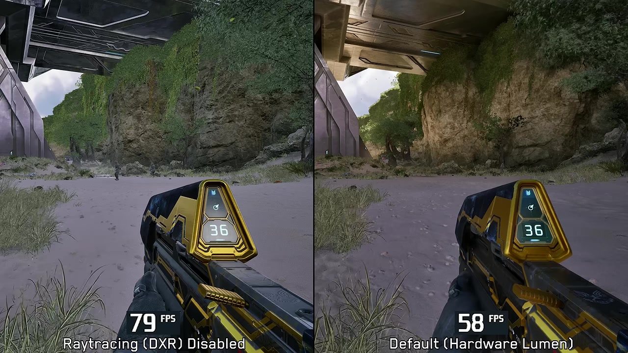 Graphics settings menu shows Lumen and lighting options highlighted.