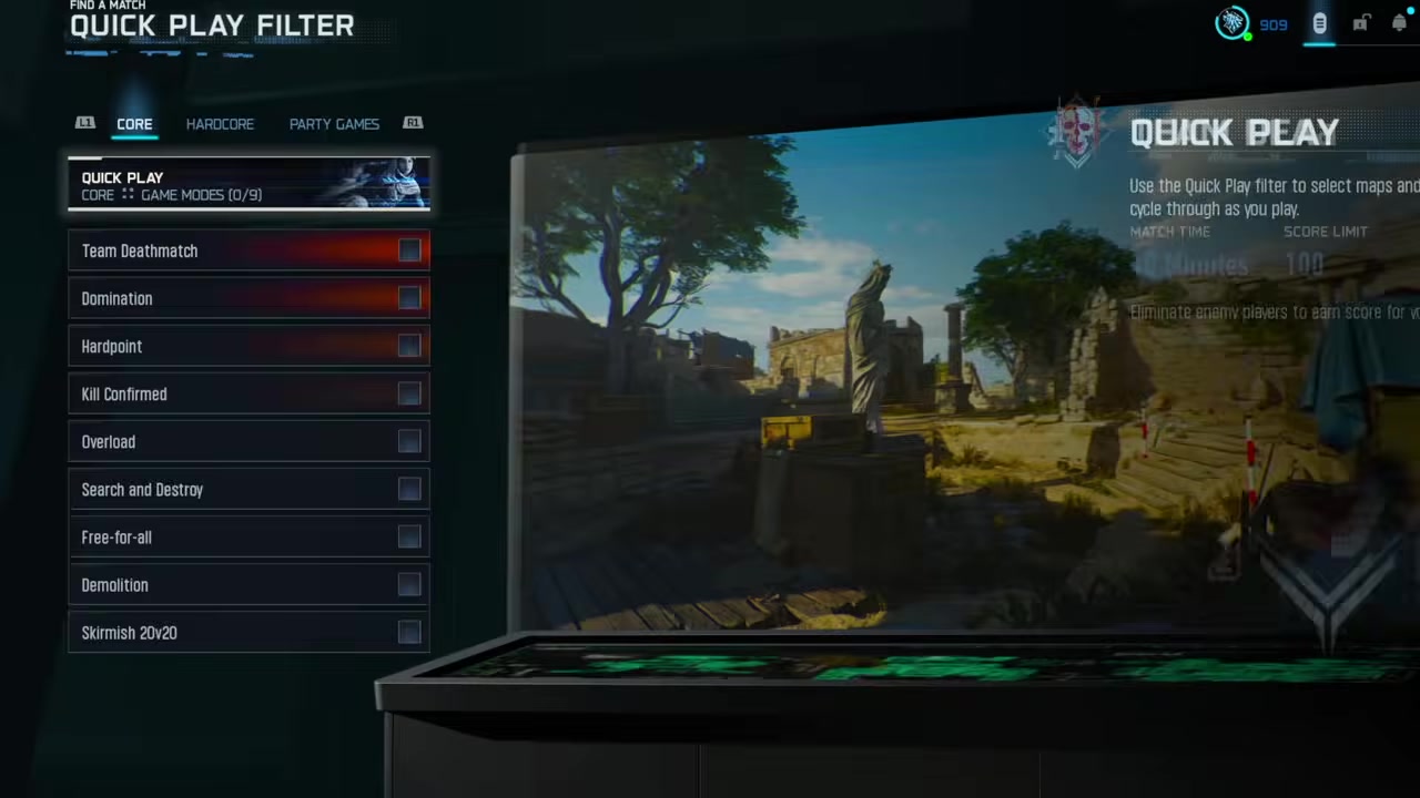 Matchmaking menu shows standard, open, and classic options