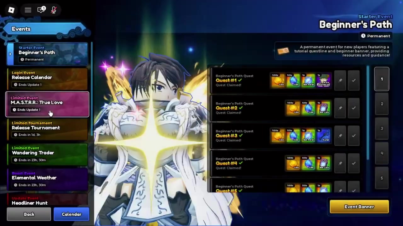 Reopen Events and open the rewards tab