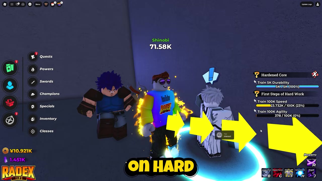 Equip a training champion