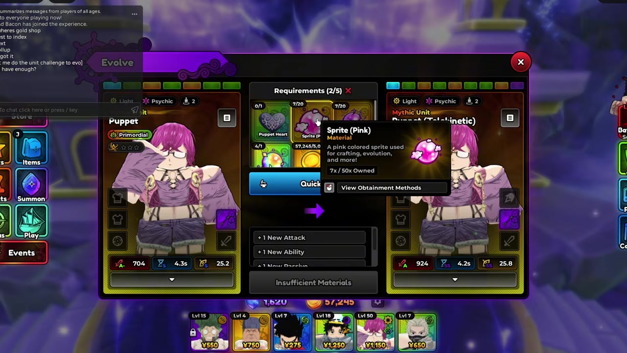 Farm challenges for sprites