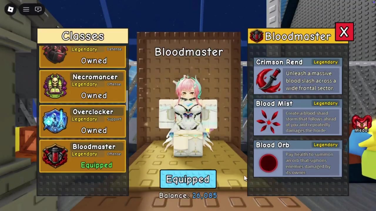 Bloodmaster's three abilities in the class panel
