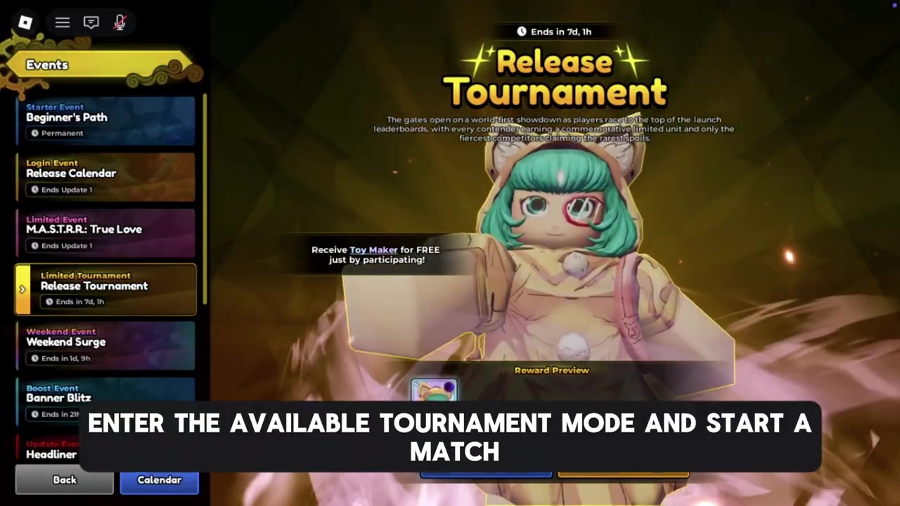 Enter the tournament mode