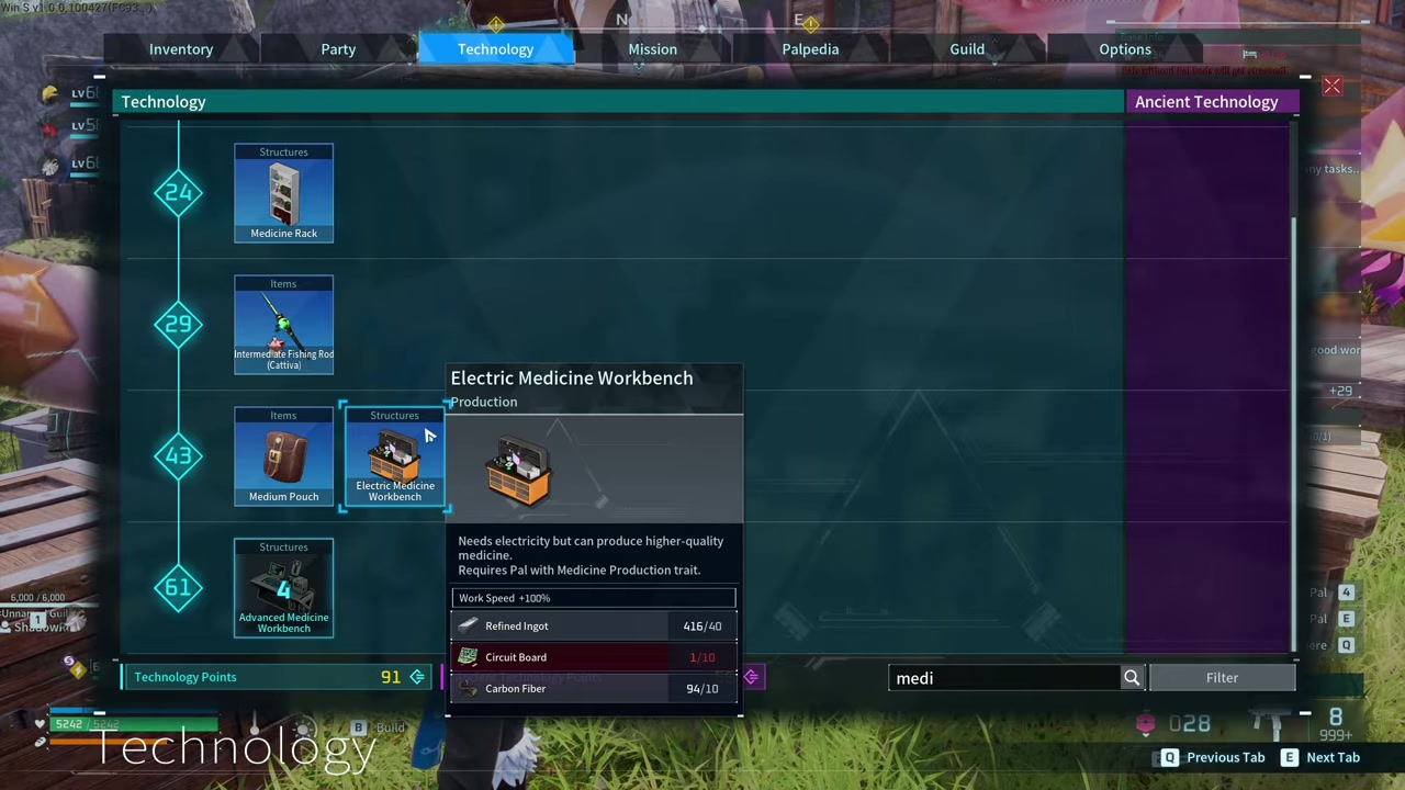 Check the workbench's build cost