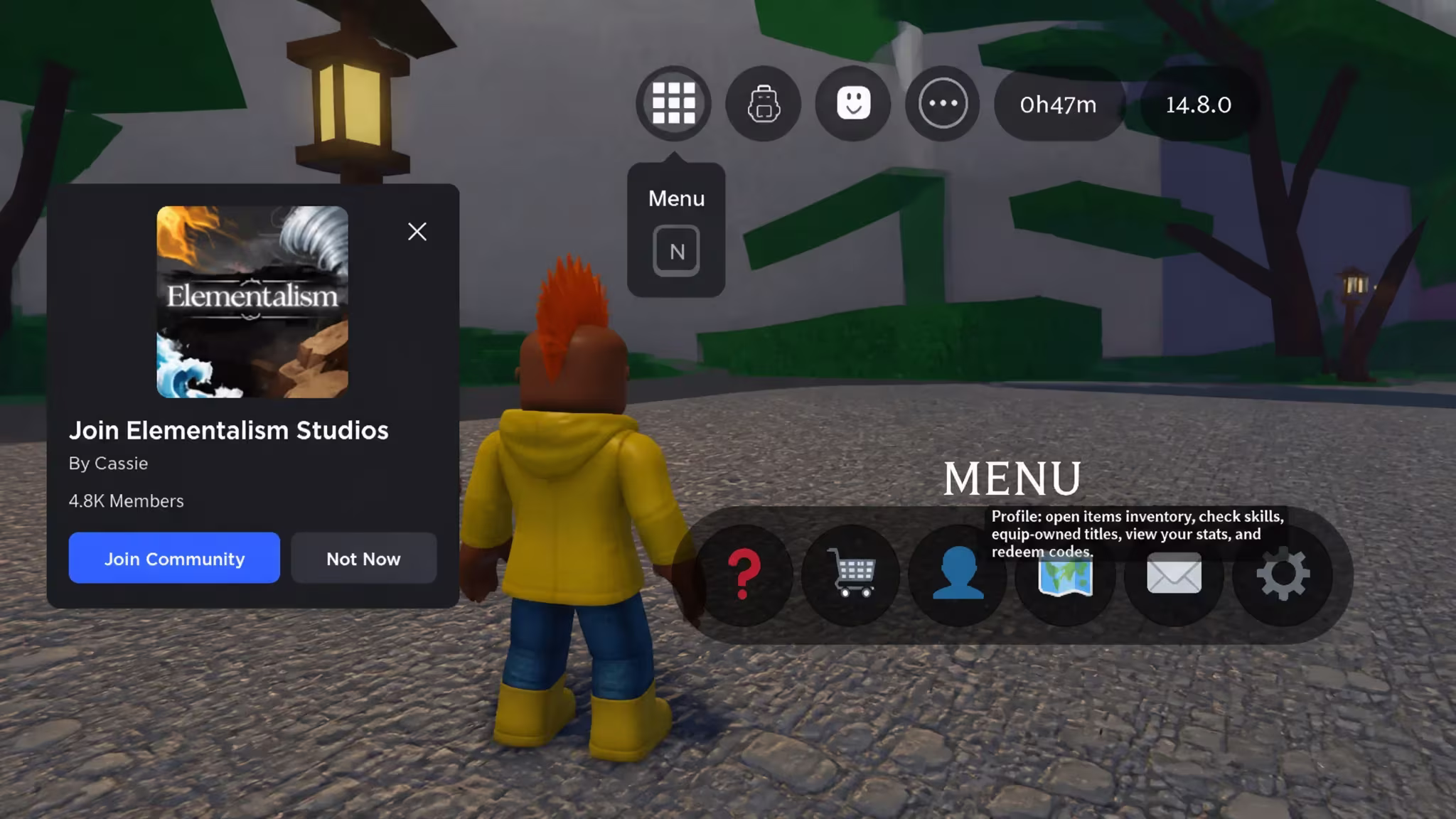 Elementalism codes: An image of the code redemption process in Roblox