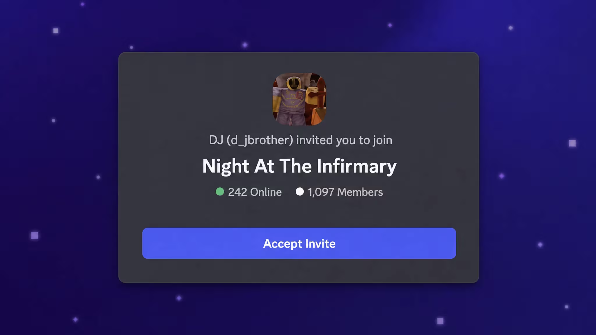 Night At The Infirmary codes: An image of the Discord server for A.D Games