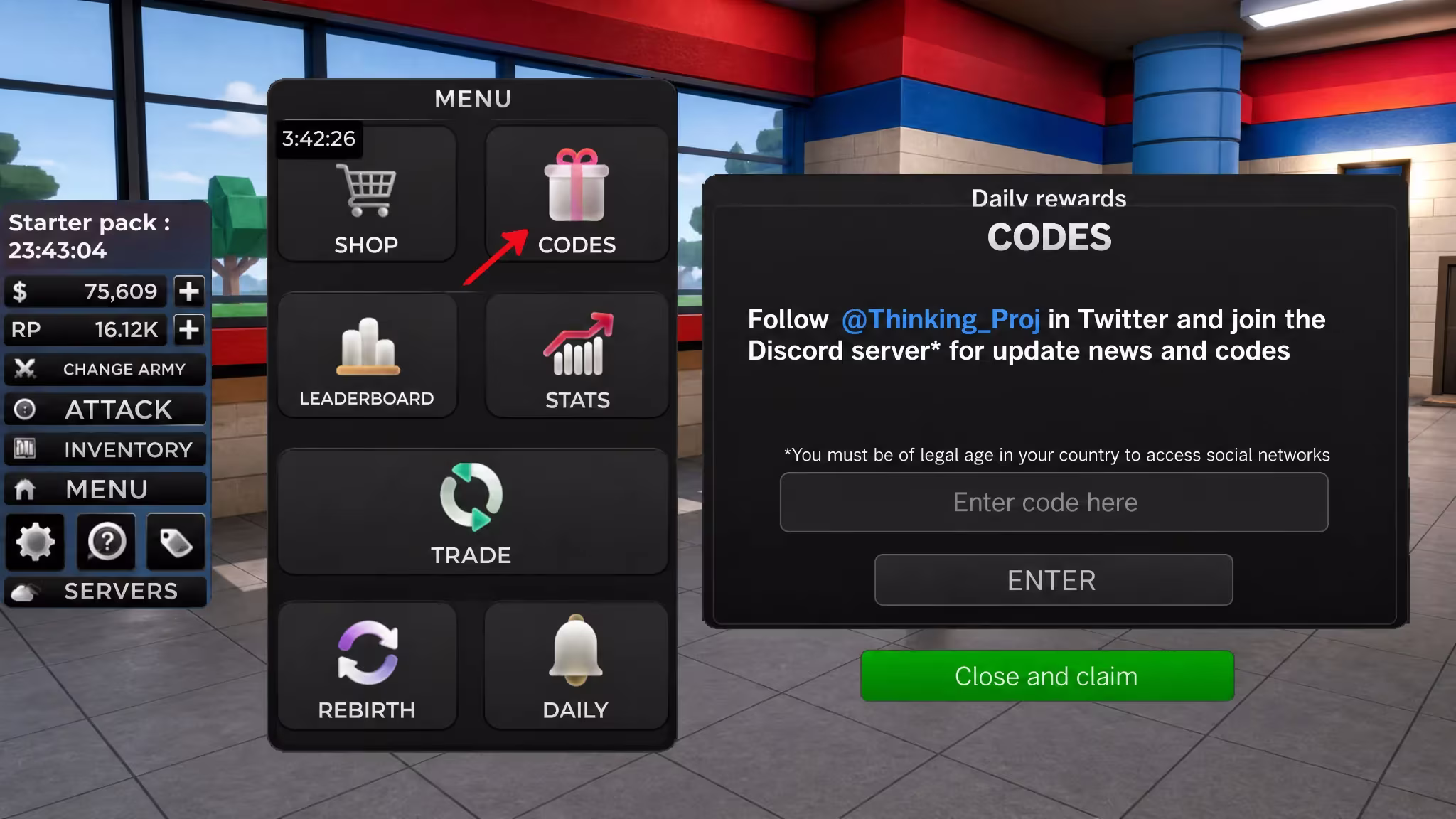 redeem Noob Army Tycoon codes