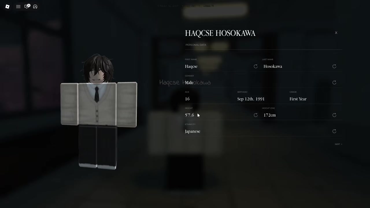 Create and name your character