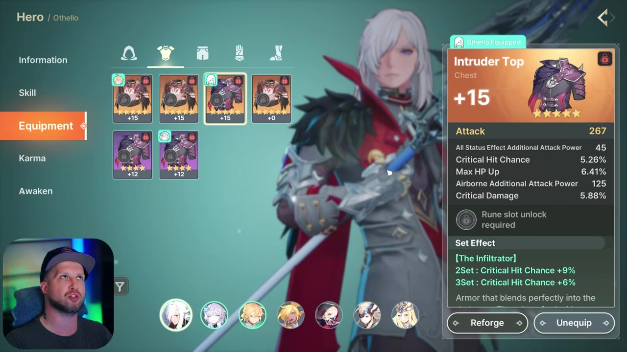 Open reforging At max level, spend a Shape Grinder to reroll the piece's substats.
