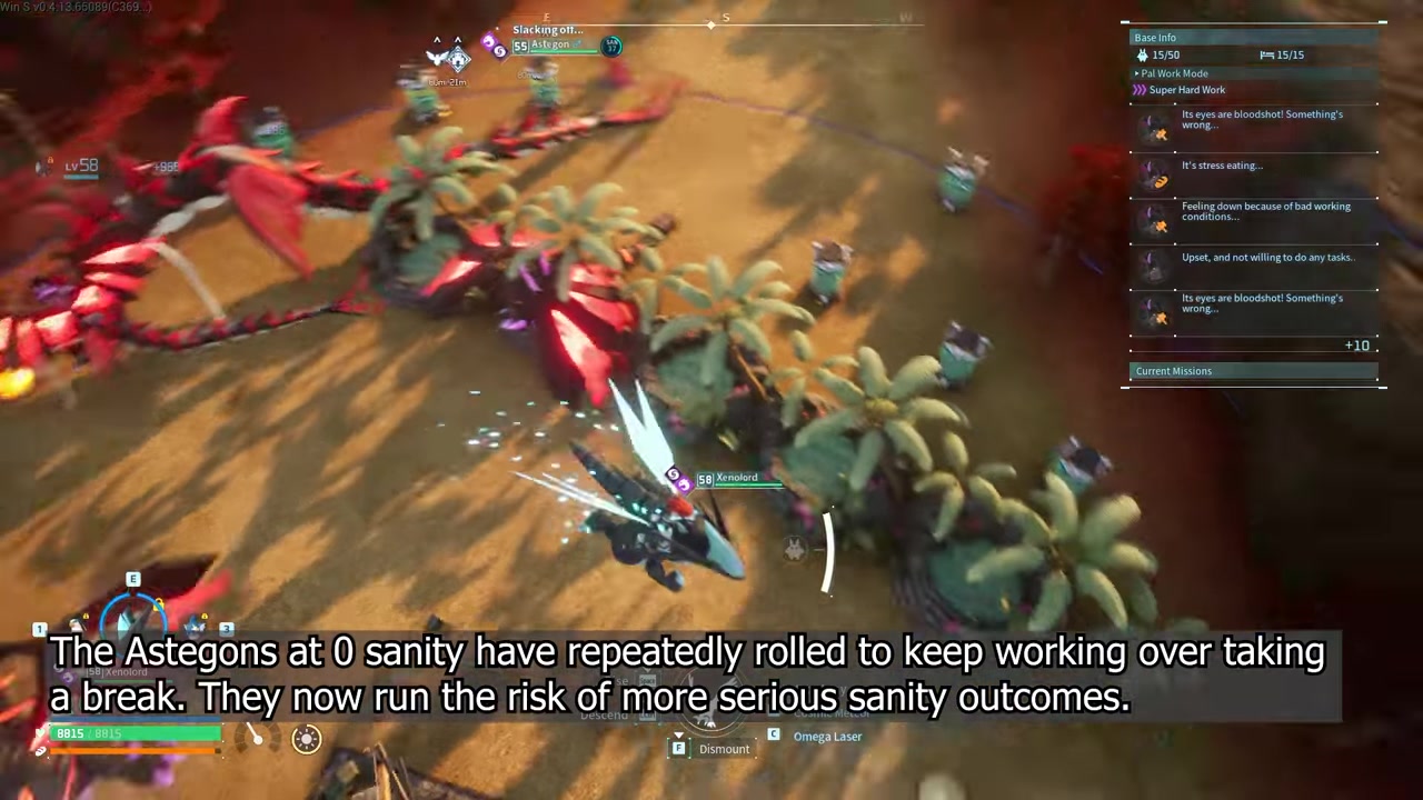 Rotate weak workers out Move overworked, injured, or repeatedly low-SAN Pals out of the base roster before they roll into sickness. QUICK WINCheck SAN before starting a big production push, then swap out any worker already drifting toward the lower ranges. Low-SAN triage for a worker Pal STEP 01 · OF 05Stop forced hard work