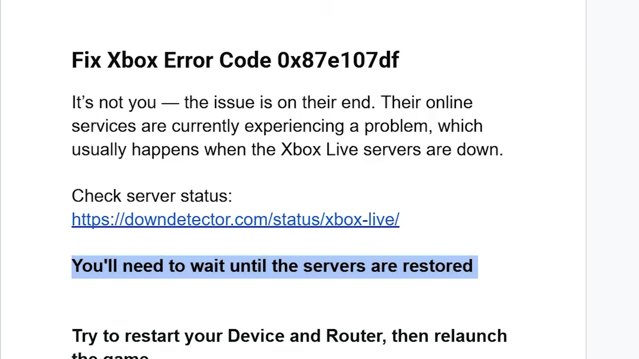 Restart the Xbox