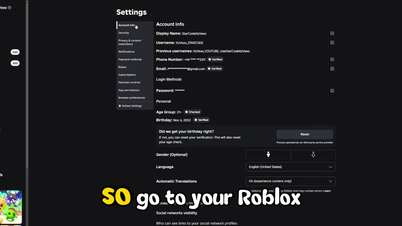 Open Roblox settings