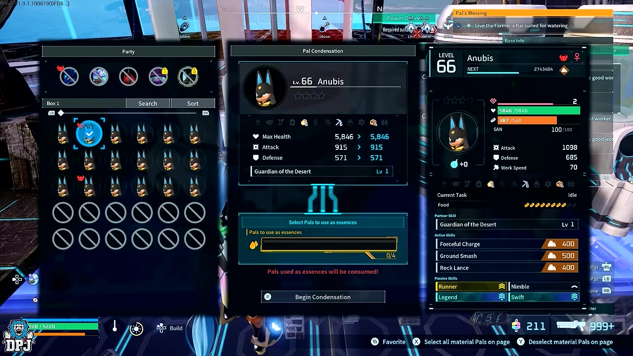 Select the boxed 4-star Pal as material