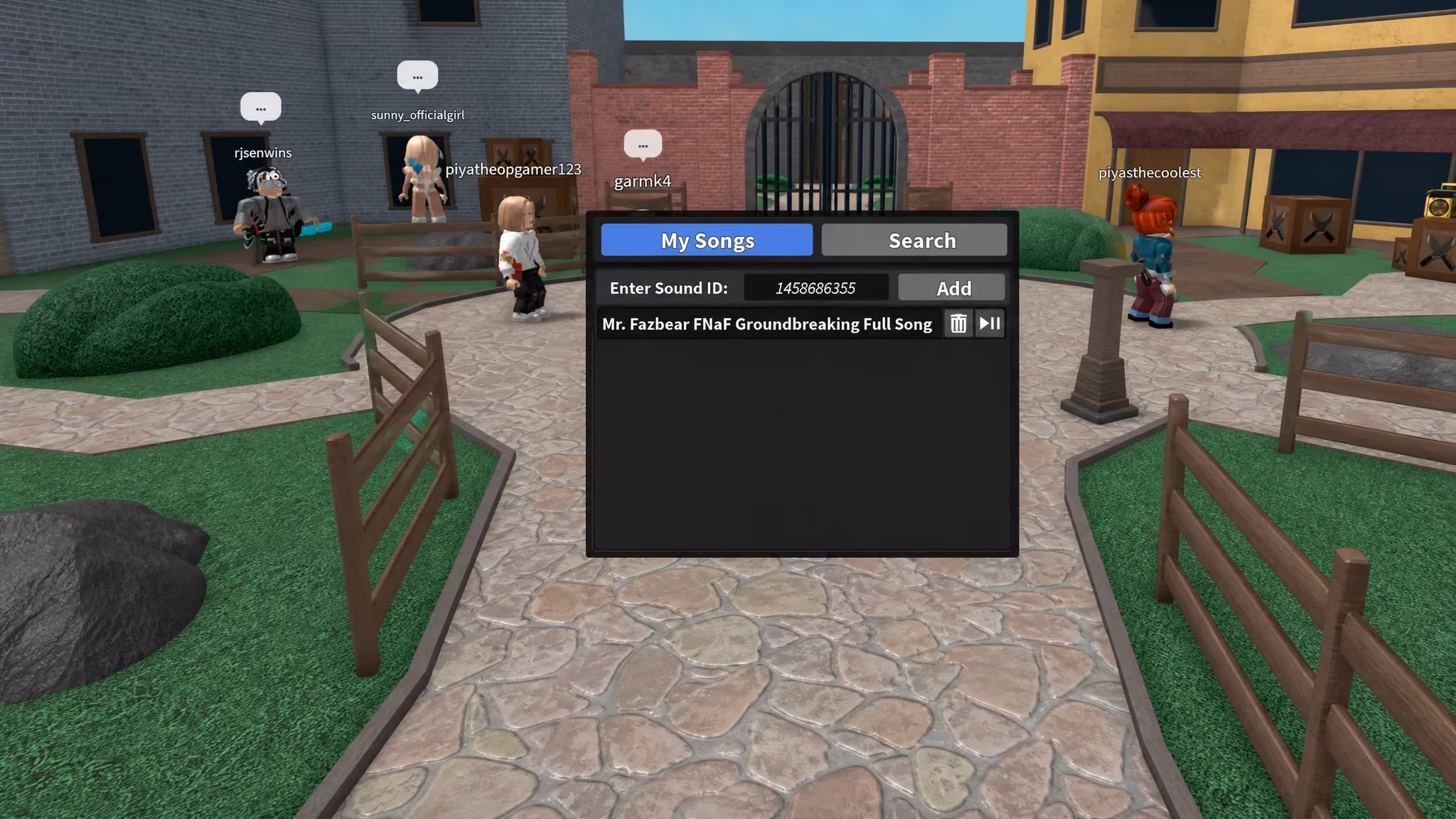 Radio menu in Murder Mystery 2 showing where to enter song ID codes