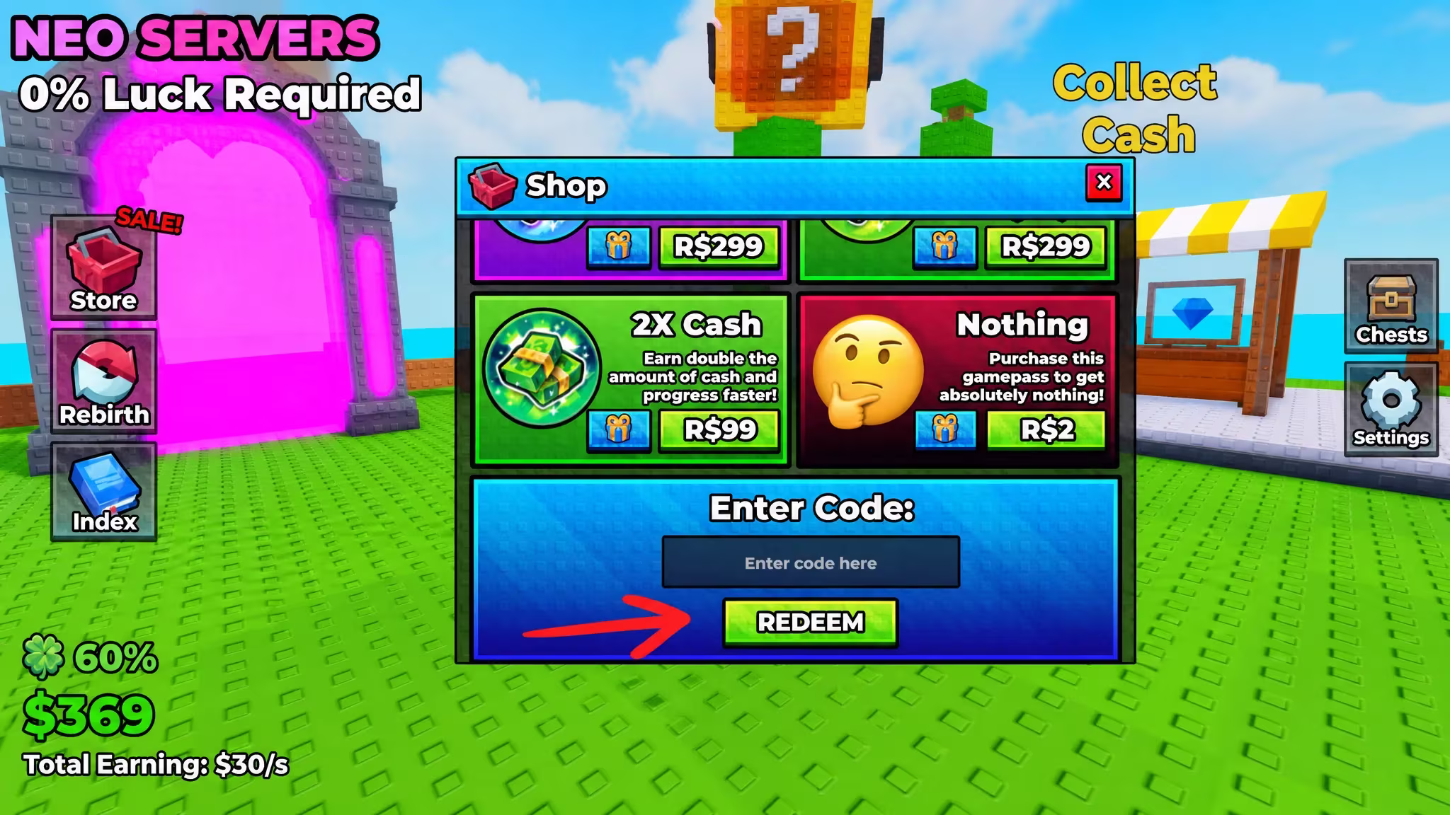 Roblox Split or Steal Brainrot Codes Redemption System