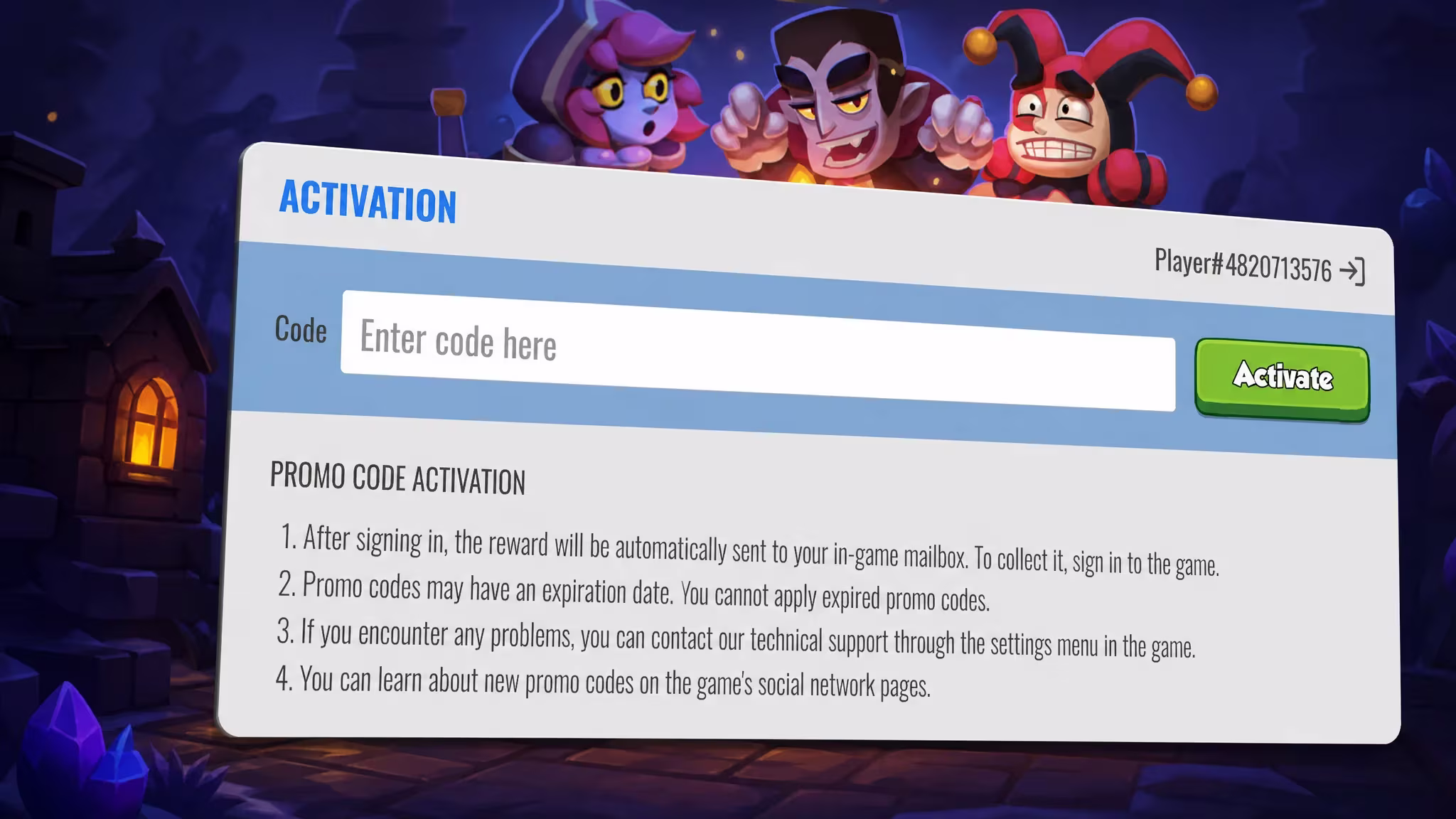 Rush Royale code redemption