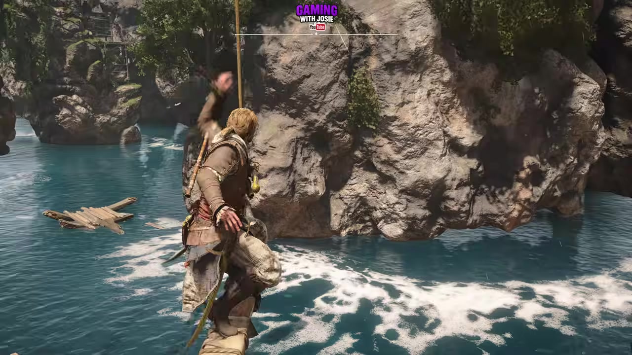 Swim left around the rock