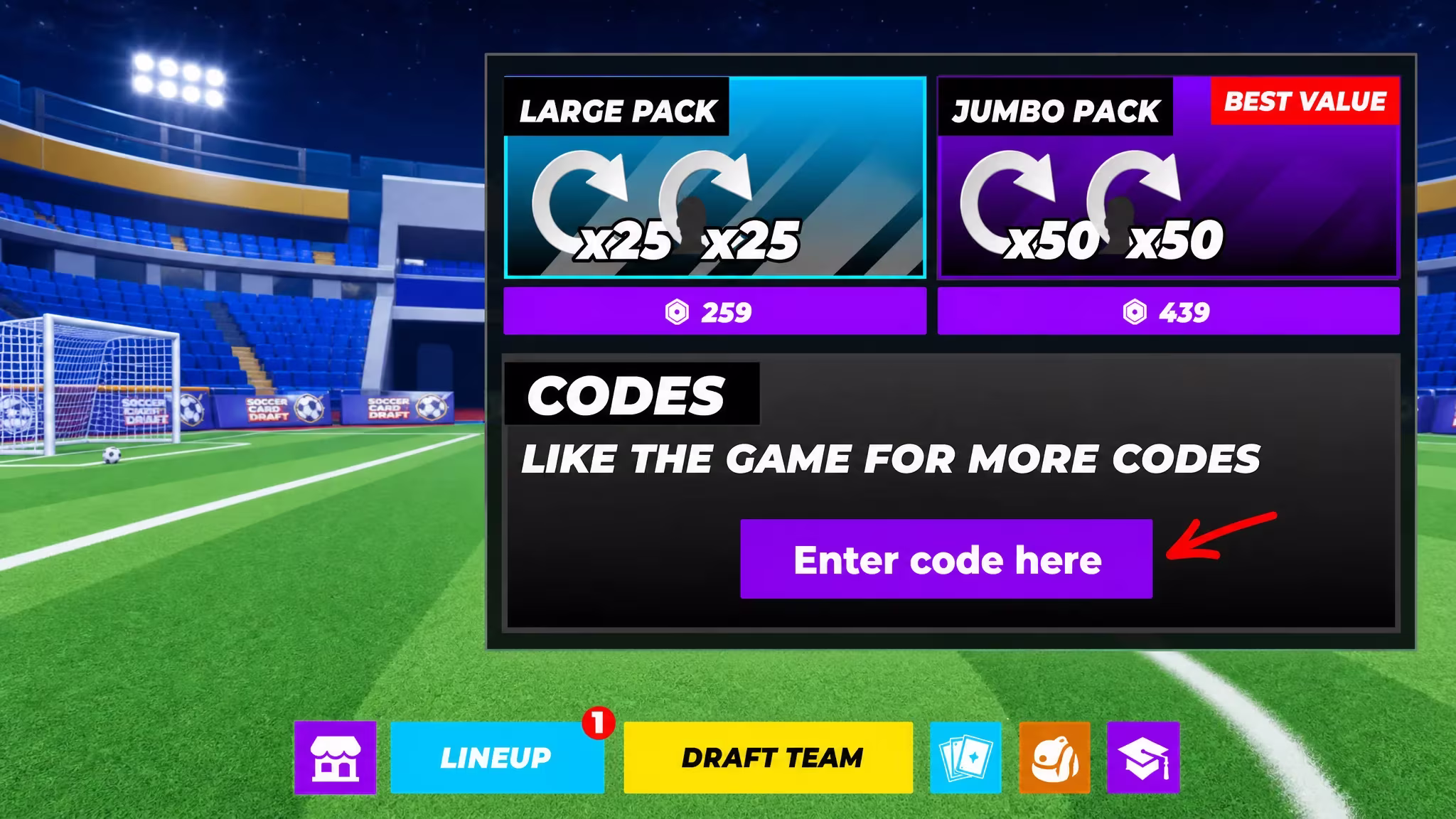 redeem Soccer Card Draft codes