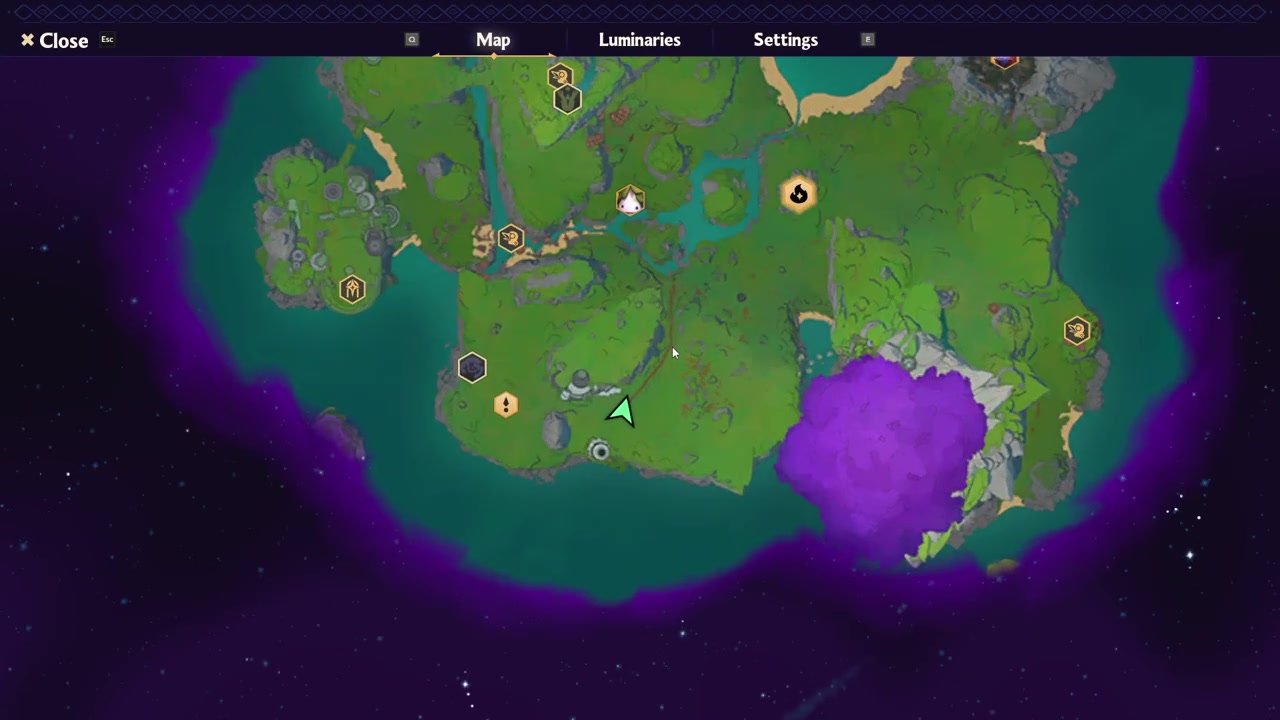 Find the stream near the southern map edge