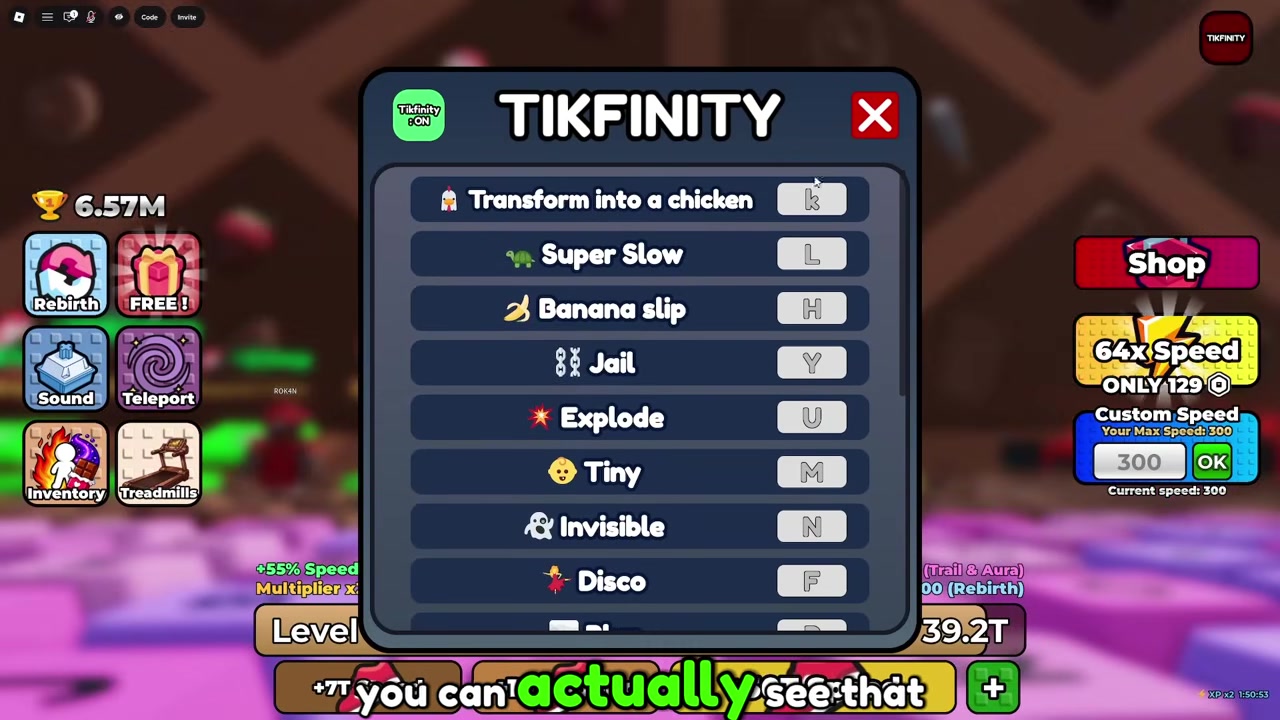 Click the TIKFINITY button
