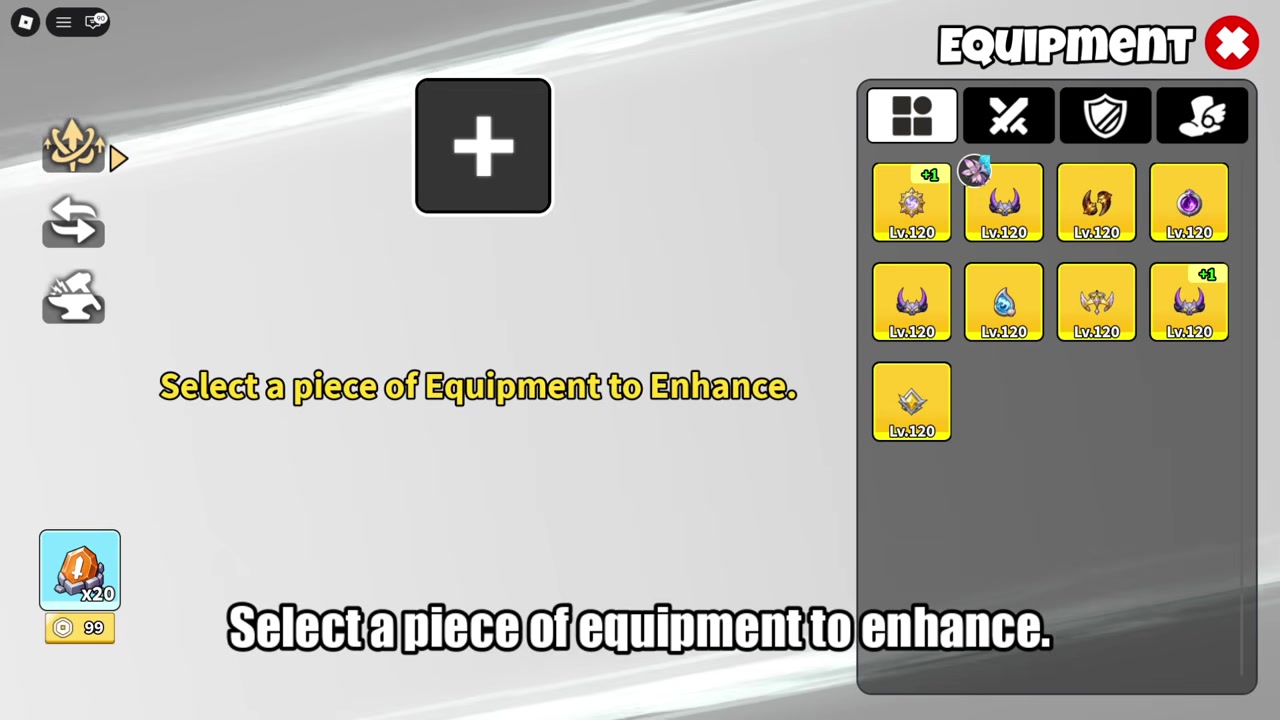 Open the Enhance menu at the Gear Station