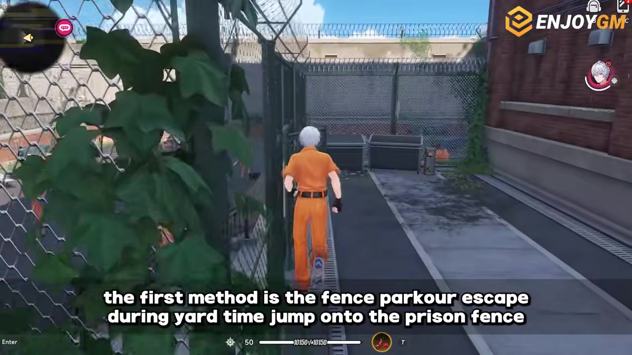 Jump onto the prison fence