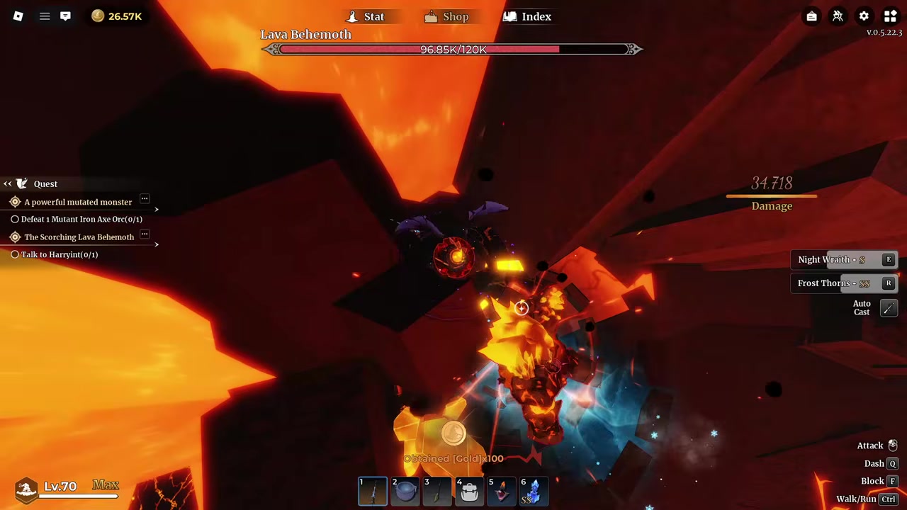 Parry the Lava Behemoth's boulder