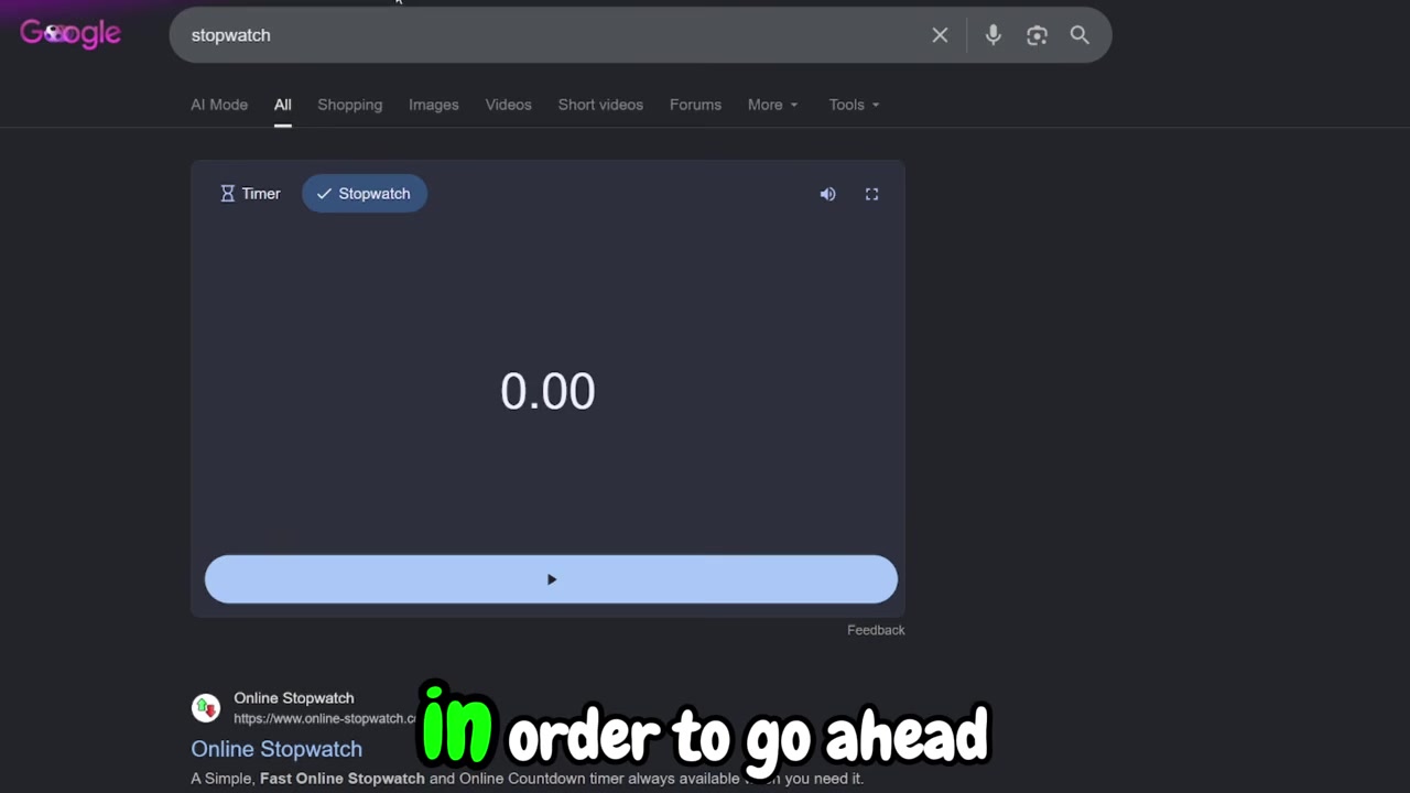 Turn on a stopwatch