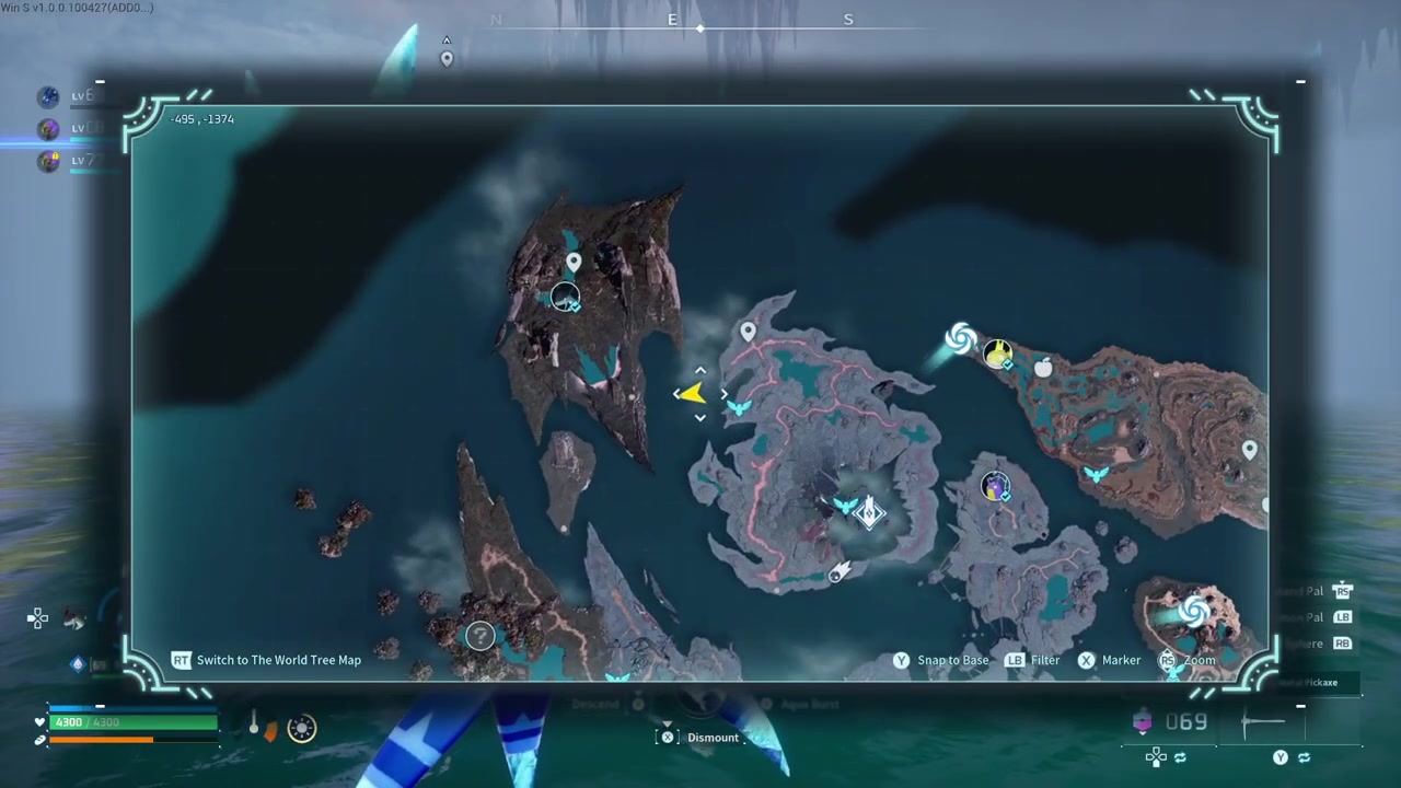 Line up on a low island and fly straight up
