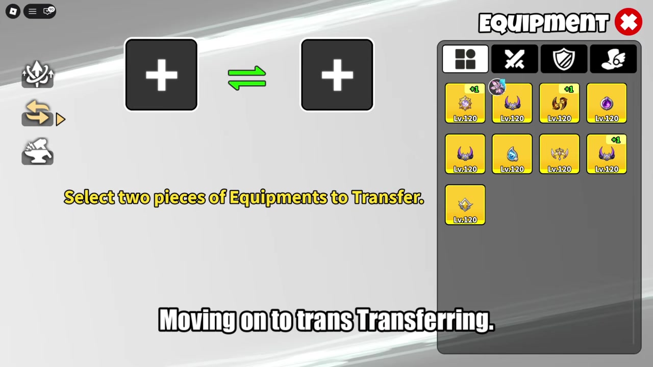 Switch to Transfer to move plus levels