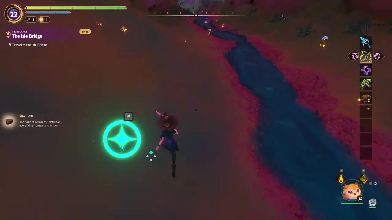 Grab the shiny nodes on both banks
