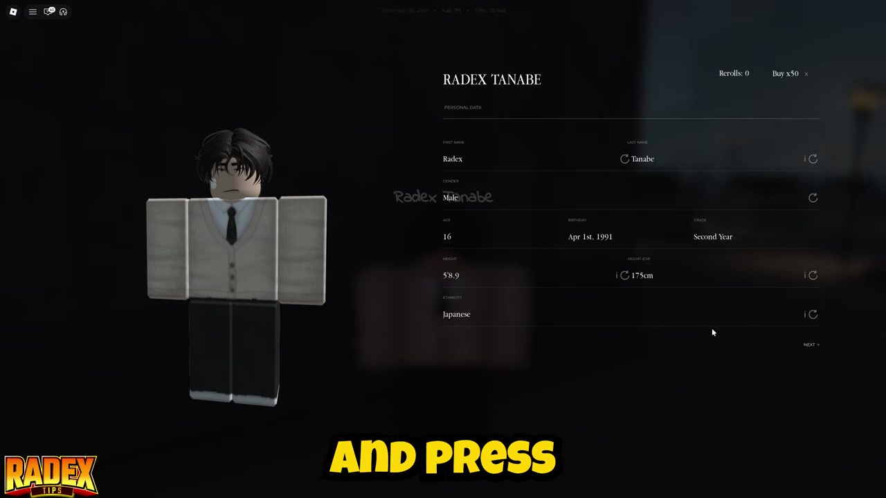 Press the circular reroll button
