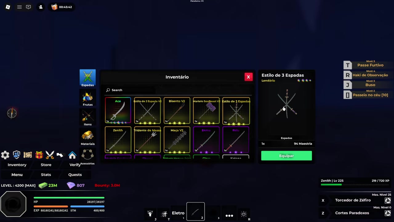 Finish the Zenith boss with a three-sword style