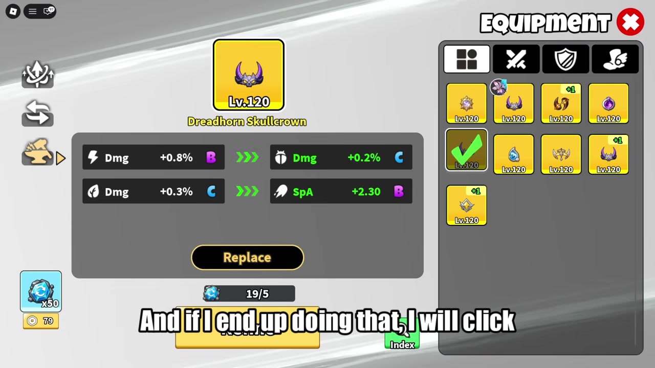 Pick the new roll and confirm Replace