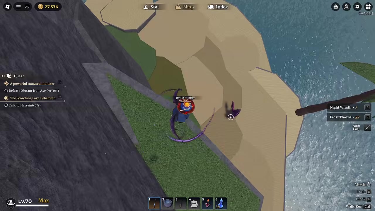 Use the high ledge for safer hits