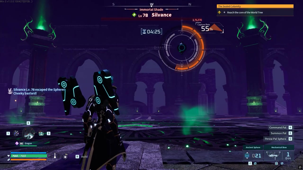 Throw spheres until it stays caught