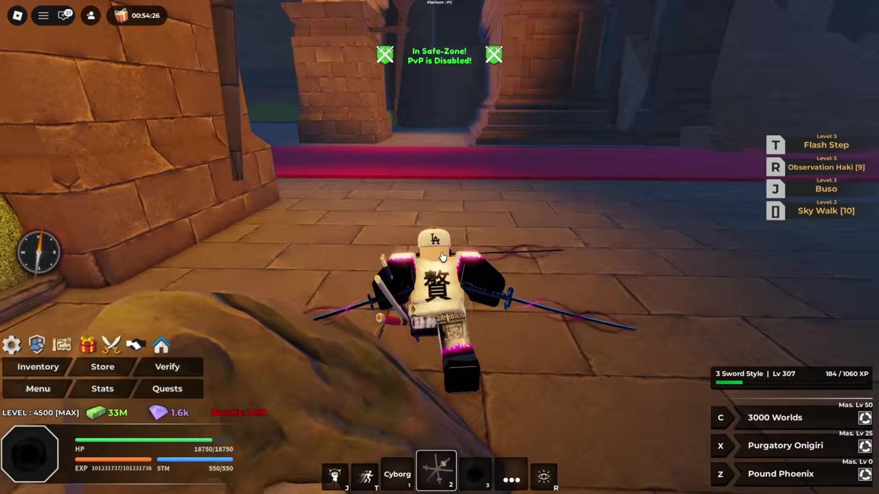 Grind 3 Sword Style V1 to 300 mastery