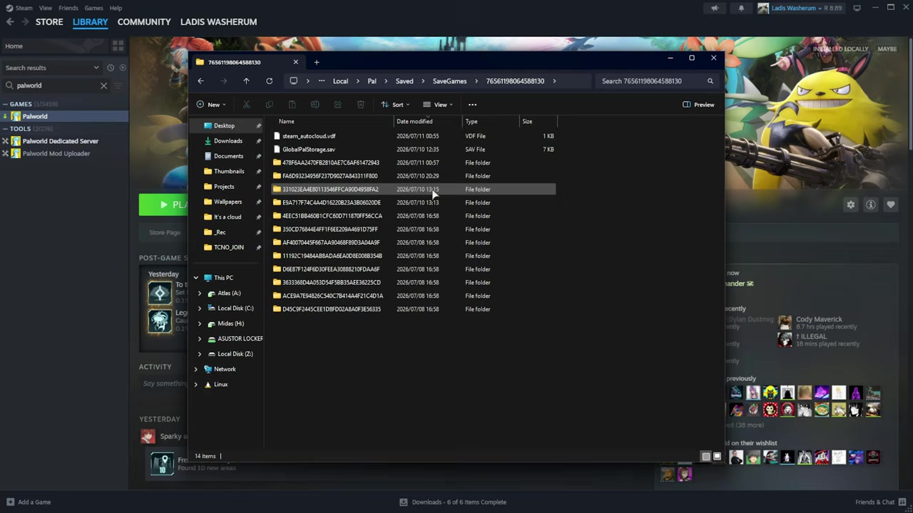 Find the latest world folder