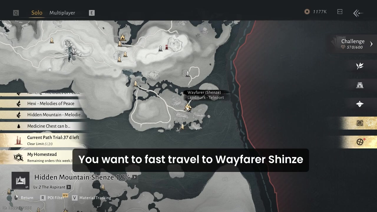 Fast travel to Wayfarer (Shenze)