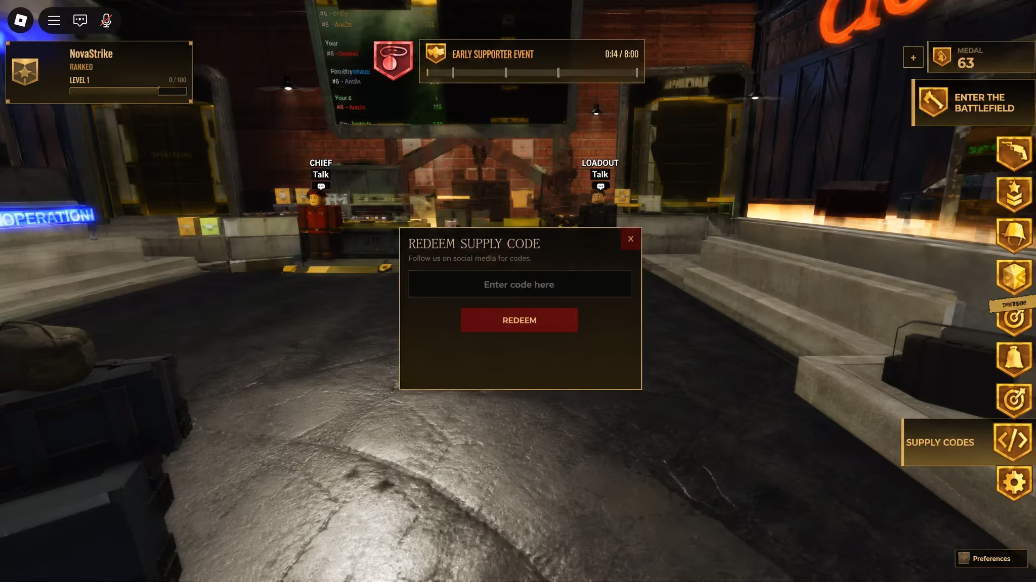 How to redeem TRENCH WW1 Roblox codes