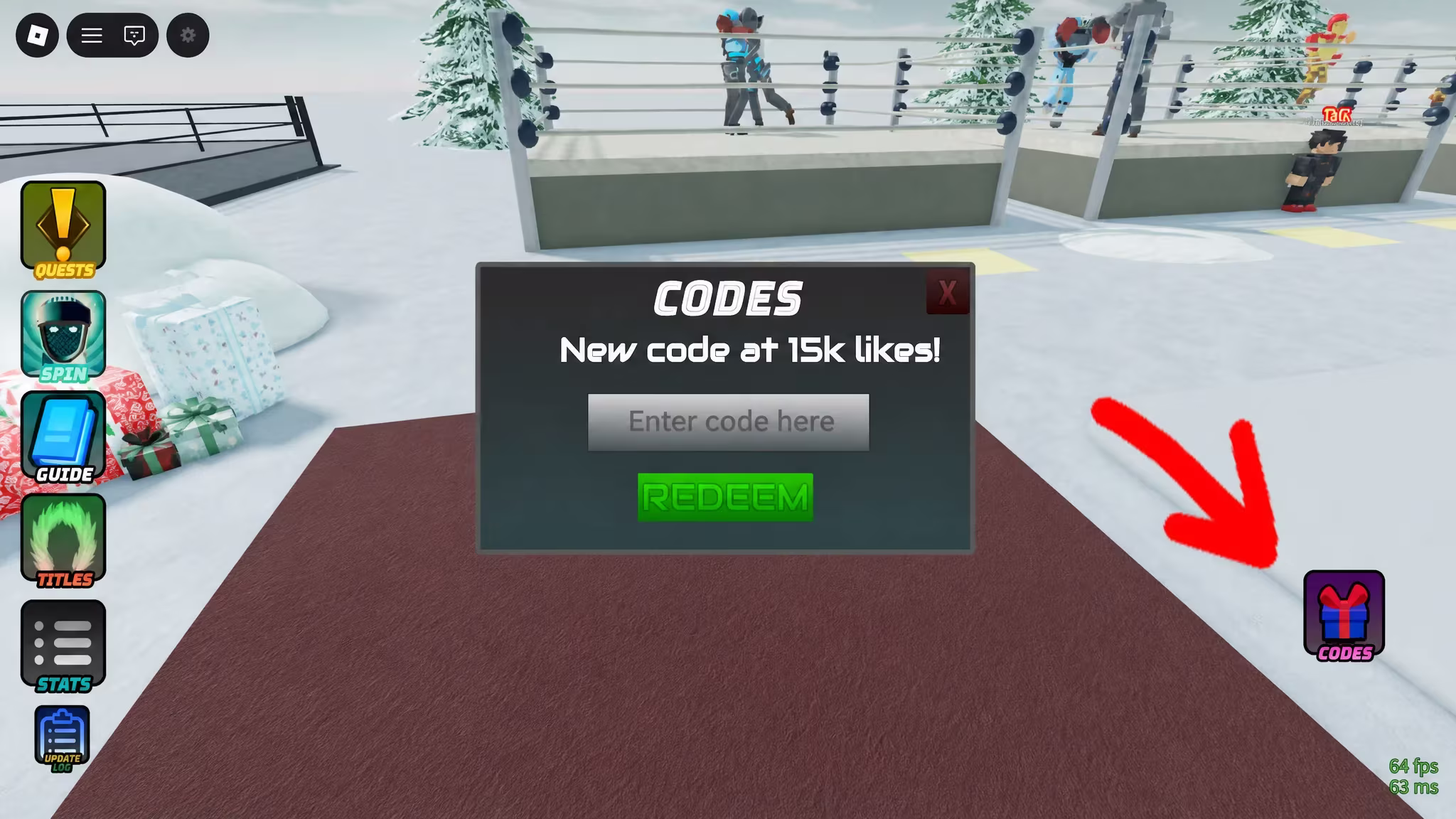 How to redeem codes in Untitled Robot Boxing