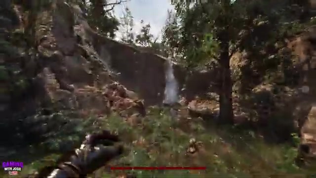 Go under the left waterfall