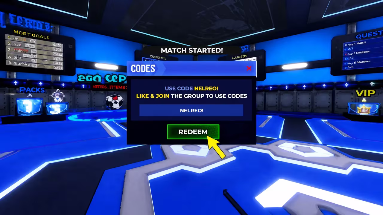 The Blue Lock code redemption text box