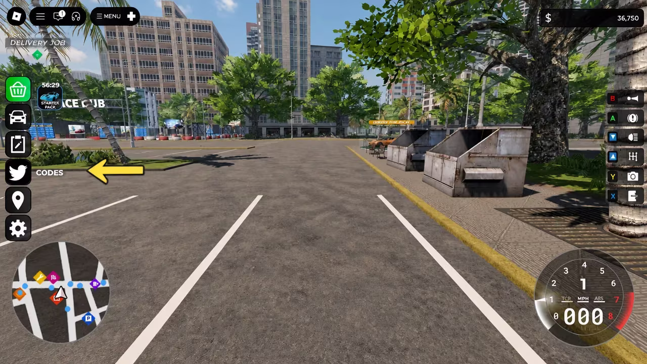 The Codes button highlighted on the left side menu in Car Zone