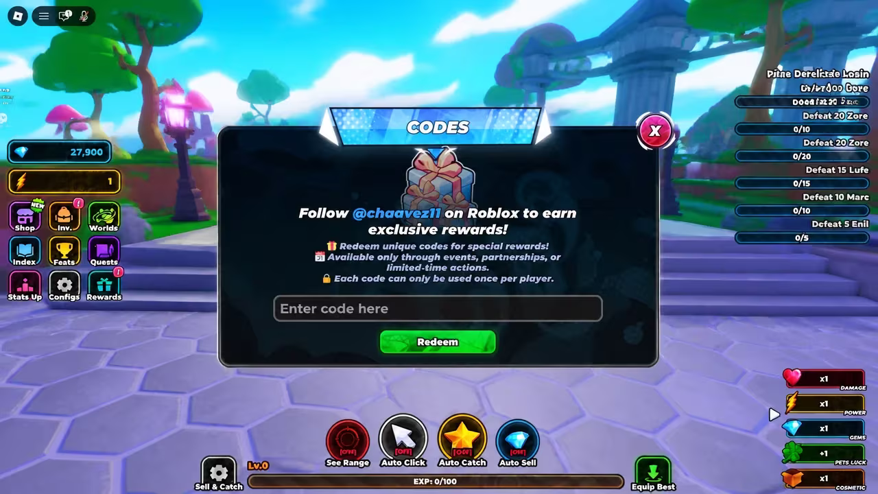 How to redeem codes in Anime Capture