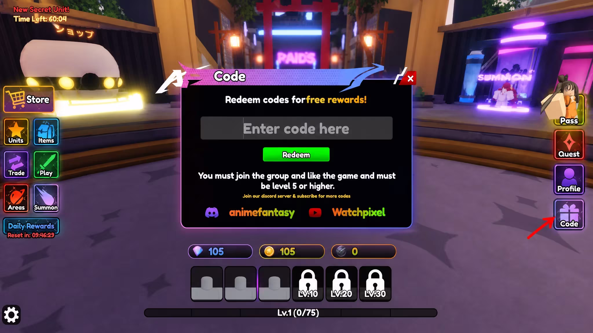 Anime Fantasty Code Redeem