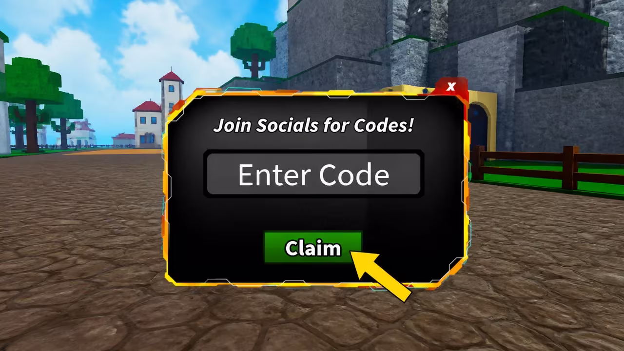 Blox Seas But Very Good codes: An image of the code redemption screen in Roblox