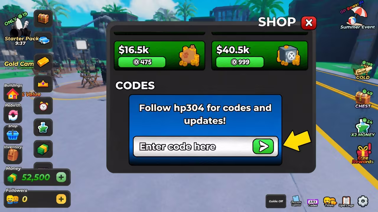 Be a Director the codes tab